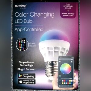 Vibe Color Changing LED RGB White Flash Fade Strobe Smooth Light Bulb & Remote